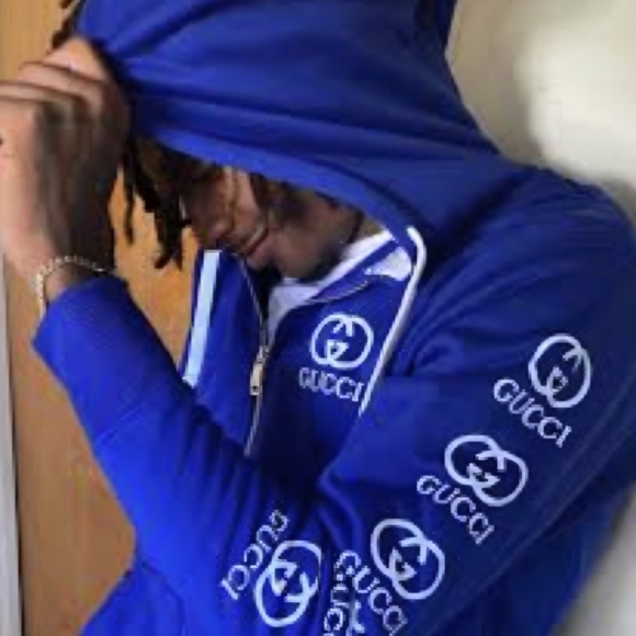 Gucci GG Supreme Logo Royal Blue Hoodie & Joggers Set Mens XXL (BOTH PIECES INCU - Picture 2 of 9